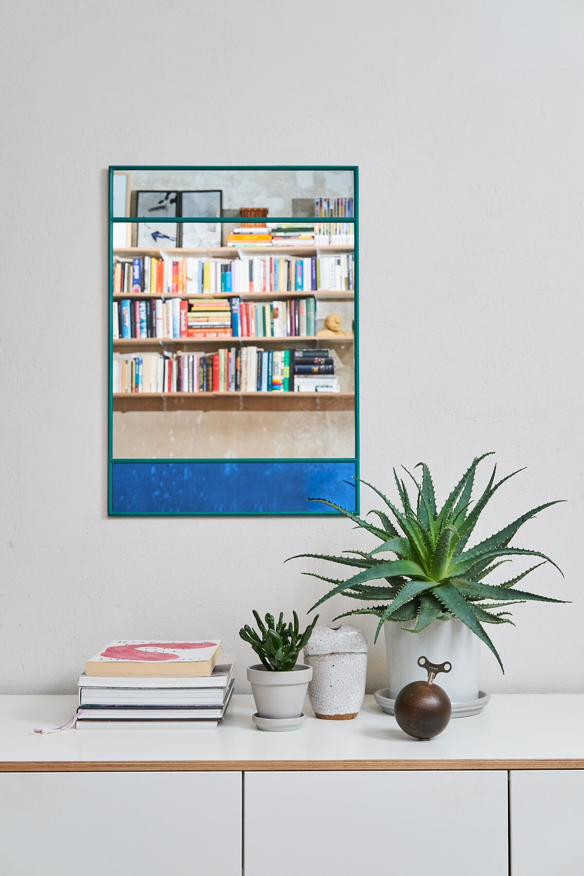 Vitrail Wandspiegel, 50 x 70 cm, hellgrau / mehrfarbig