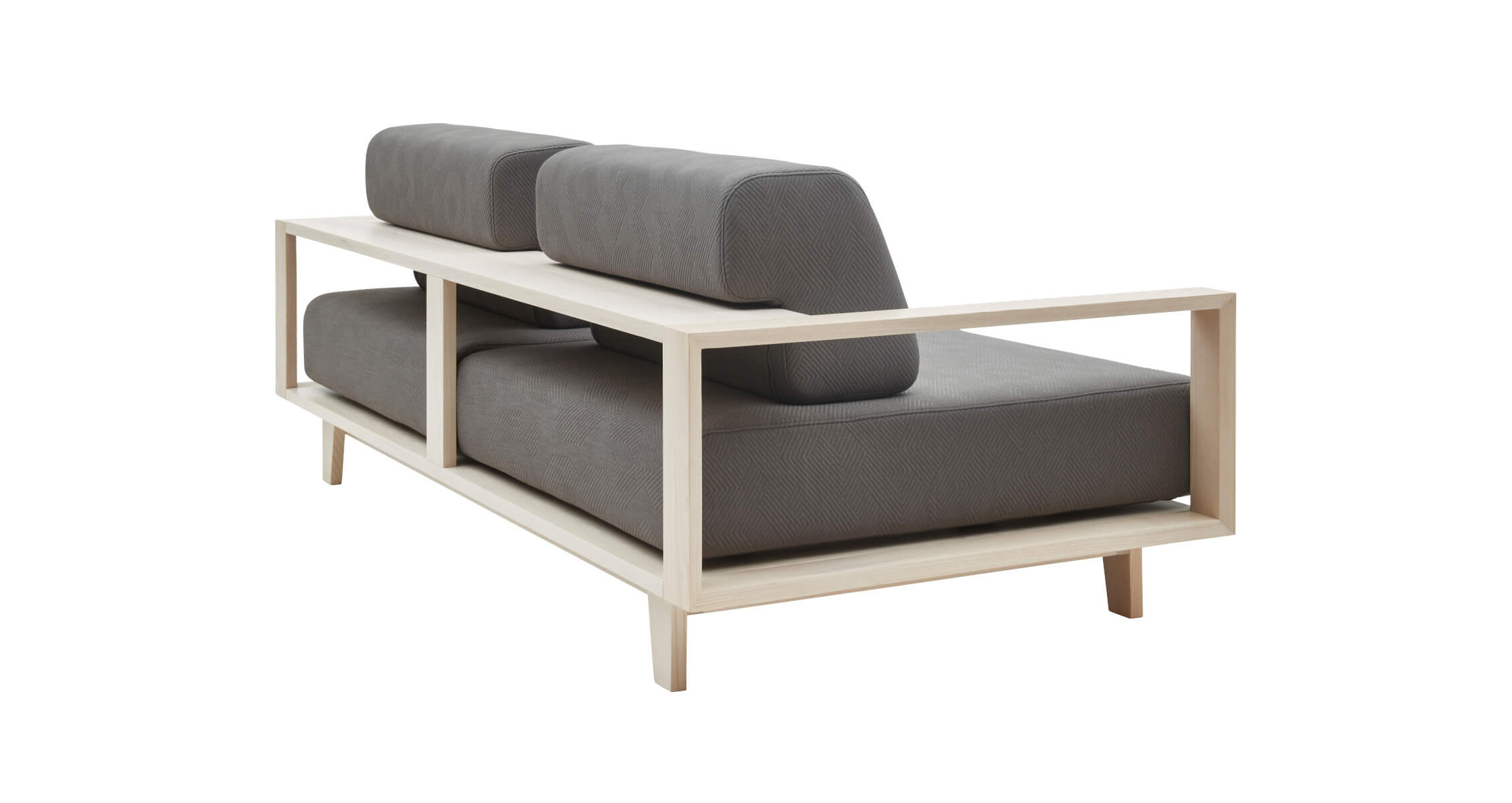 Modernes Softline Wood Sofa aus natürlichem Holz mit weichen Polstern, ideal für gemütliche Wohnräume