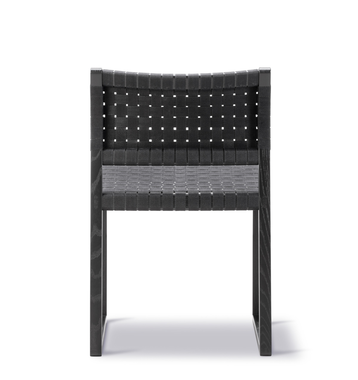 BM61 Stuhl mit Leinengurt, eiche schwarz lackiert / leinengurt schwarz