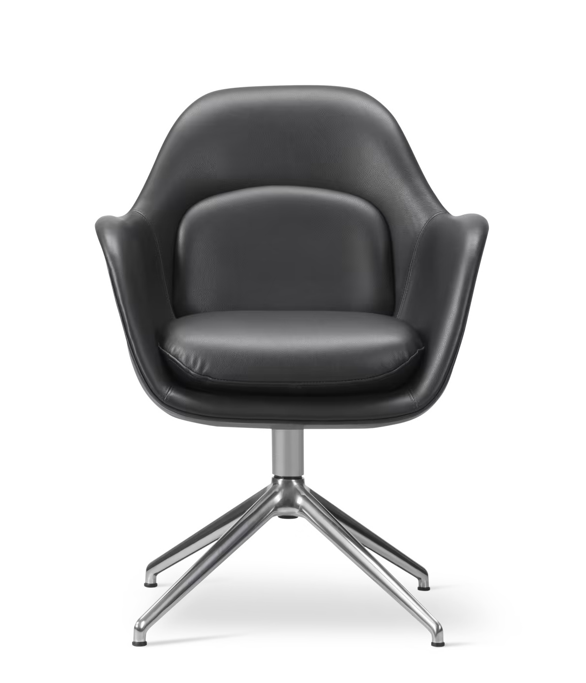 Swoon Chair Swivel Base, aluminium / leder omni 301 schwarz