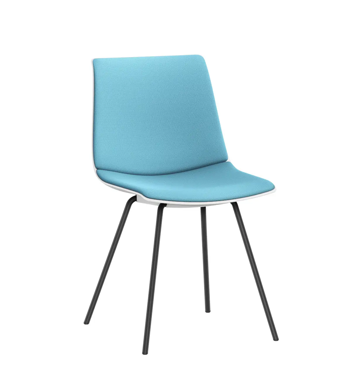 Interstuhl SHUFFLEis1 SU173 Besucherstuhl in Blau mit weißer Sitzschale und schwarzem Gestell