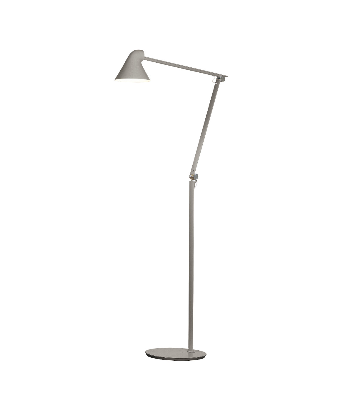 Louis Poulsen NJP Stehleuchte light aluminium grey, moderne LED-Lampe, verstellbar, funktionales skandinavisches Design