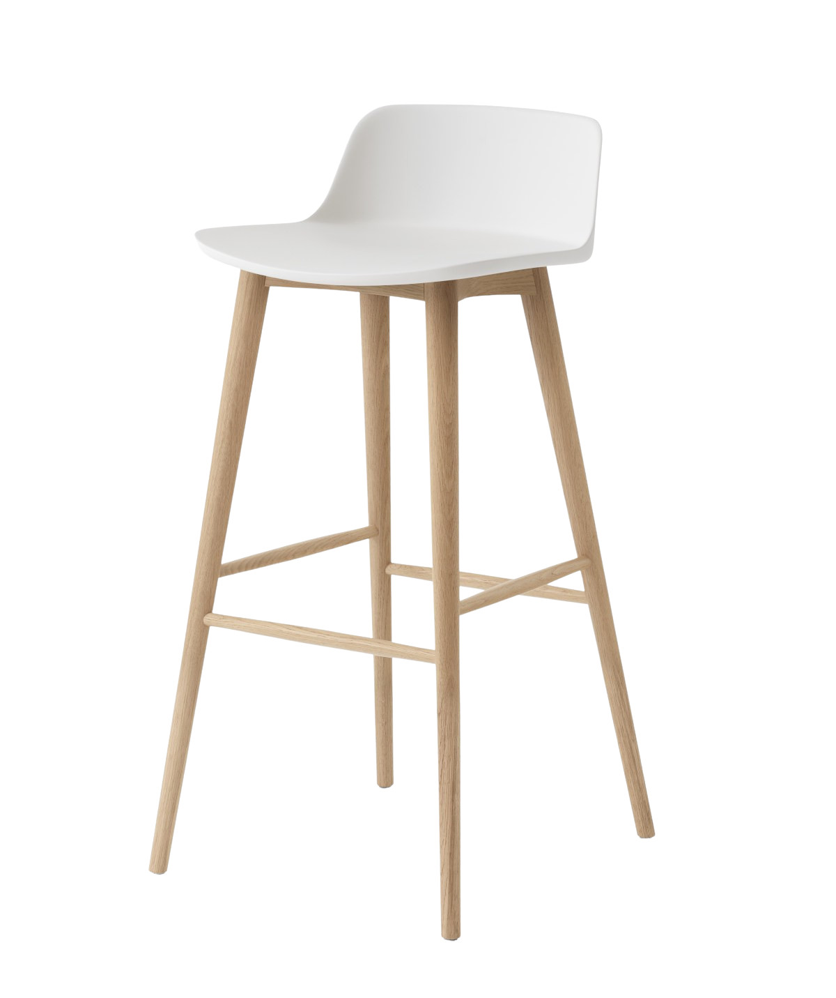 &Tradition Rely HW123 Barhocker mit Gestell in Eiche Natur und weißer Sitzfläche, modernes, robustes Design