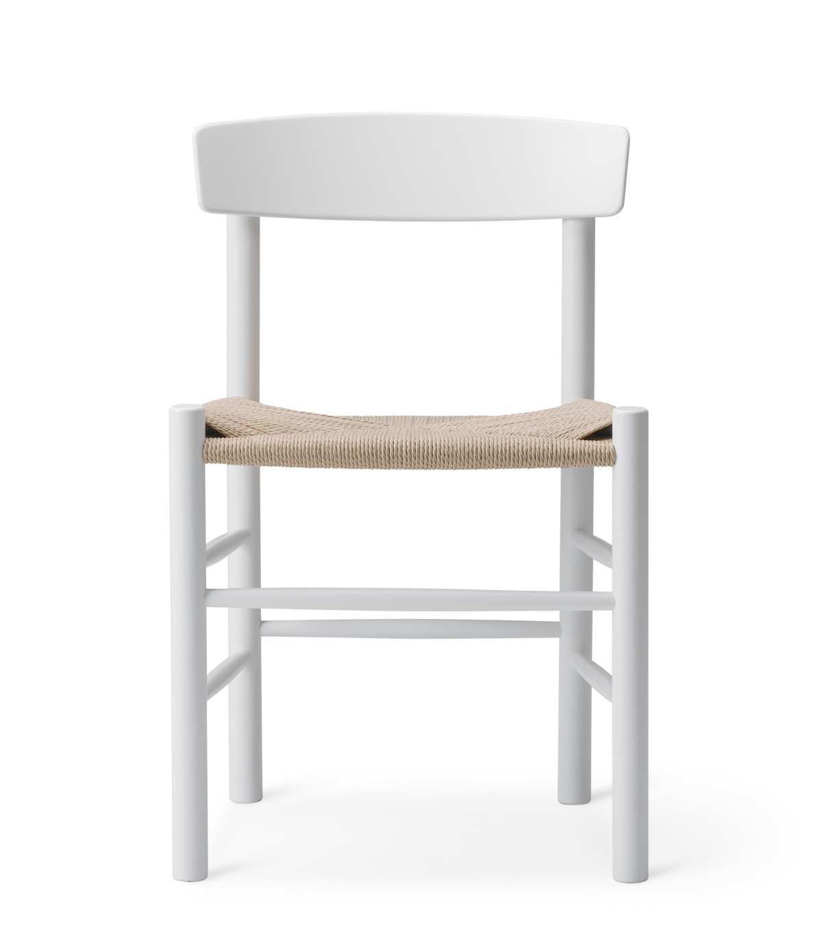 J39 Mogensen Stuhl, buche weiß lackiert / sitz schnurgeflecht natur