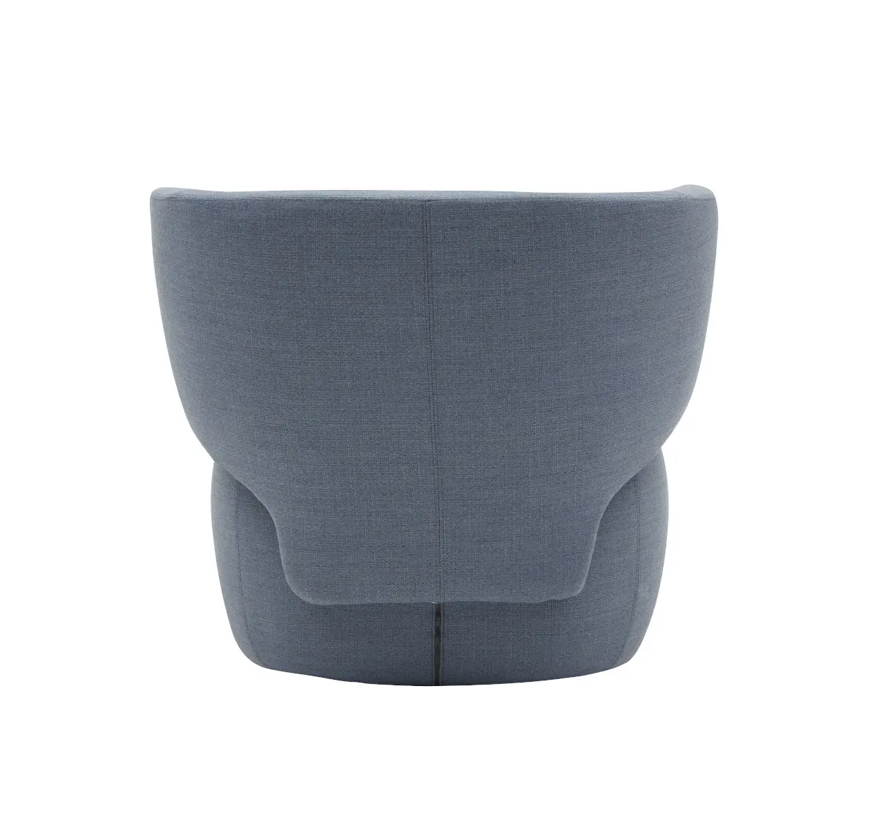 Softline Basel Sessel in Blau aus der Rückansicht mit breiter, geschwungener Rückenlehne und kompakt gepolstertem Sitzkörper.