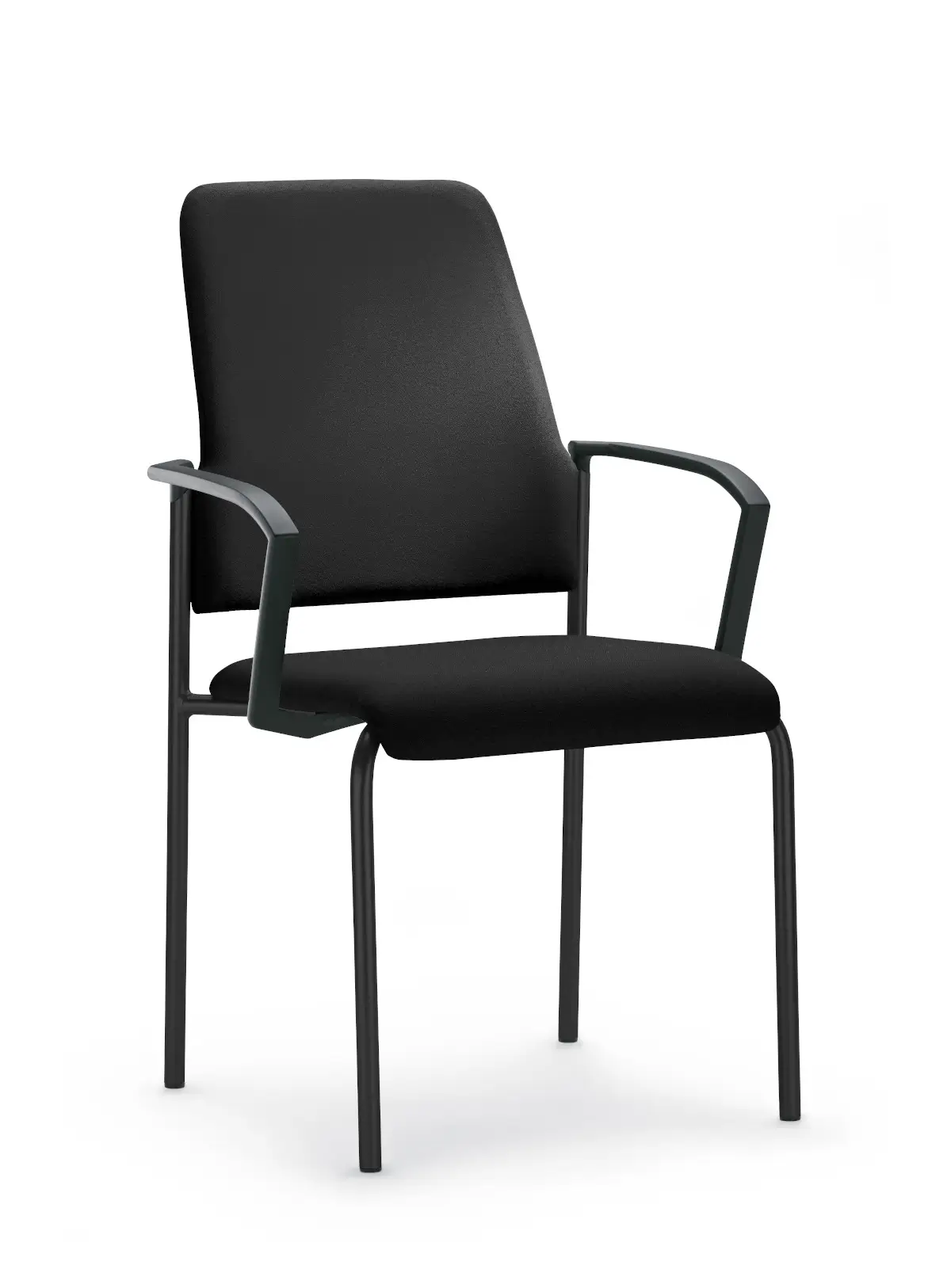 Interstuhl Goal 450G Besucherstuhl in Schwarz mit Armlehnen und schwarzem Gestell