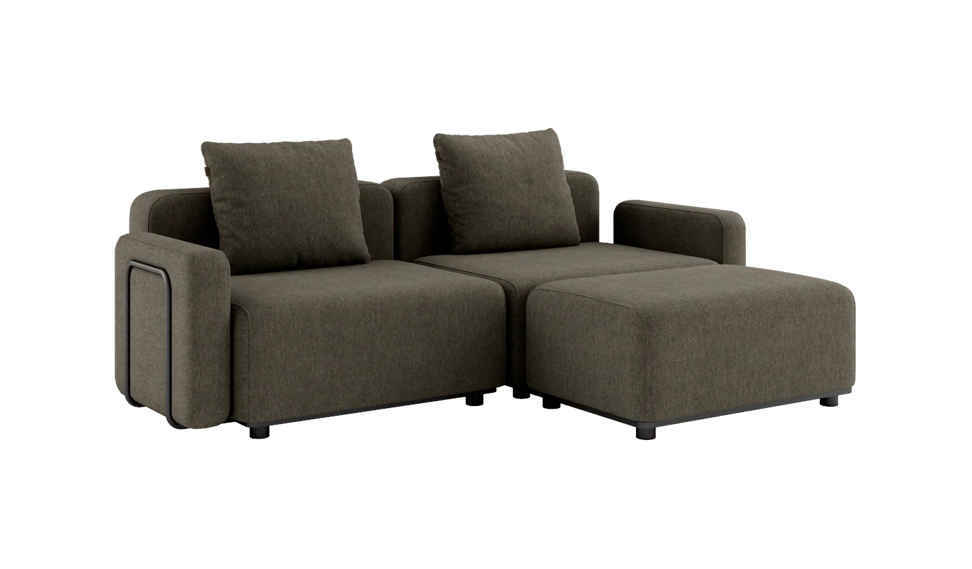 Cobana Loungesofa 2-Sitzer mit Armlehnen mit Hocker, cobana braun