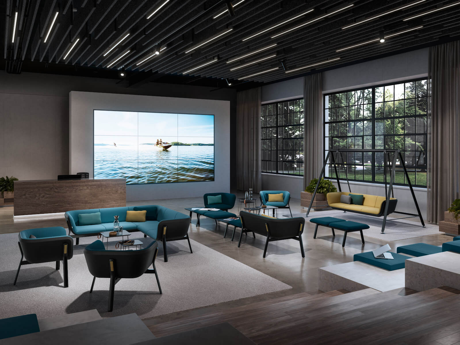 Interstuhl HUB HU212 Sofa, stilvolles 2-Sitzer Sofa mit hoher Rückenlehne, ideal für Büro, Besprechungen und Wartebereiche