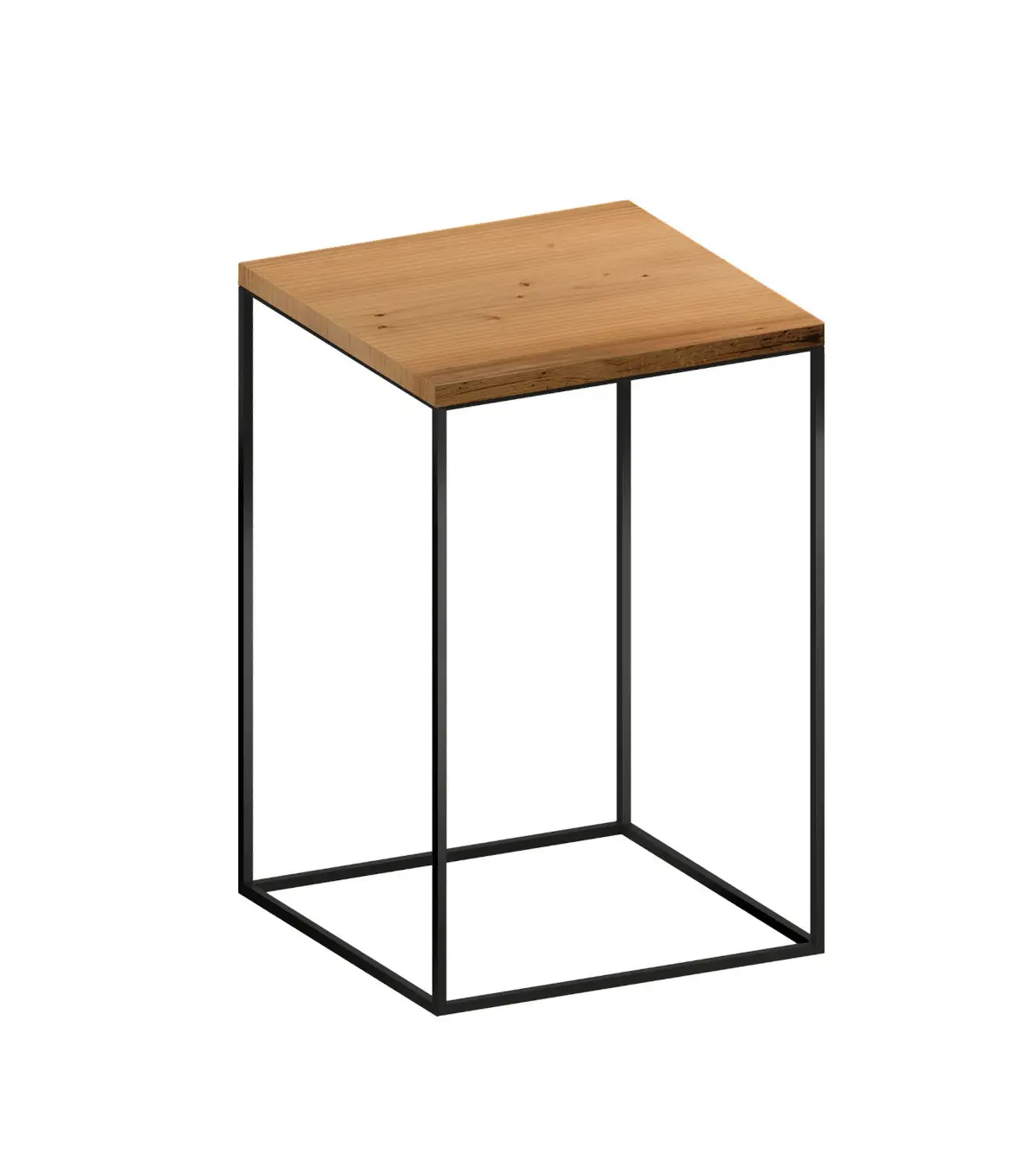 Zeus Slim Irony Beistelltisch 31 × 46 cm mit Holzplatte und Gestell in Kupferschwarz.