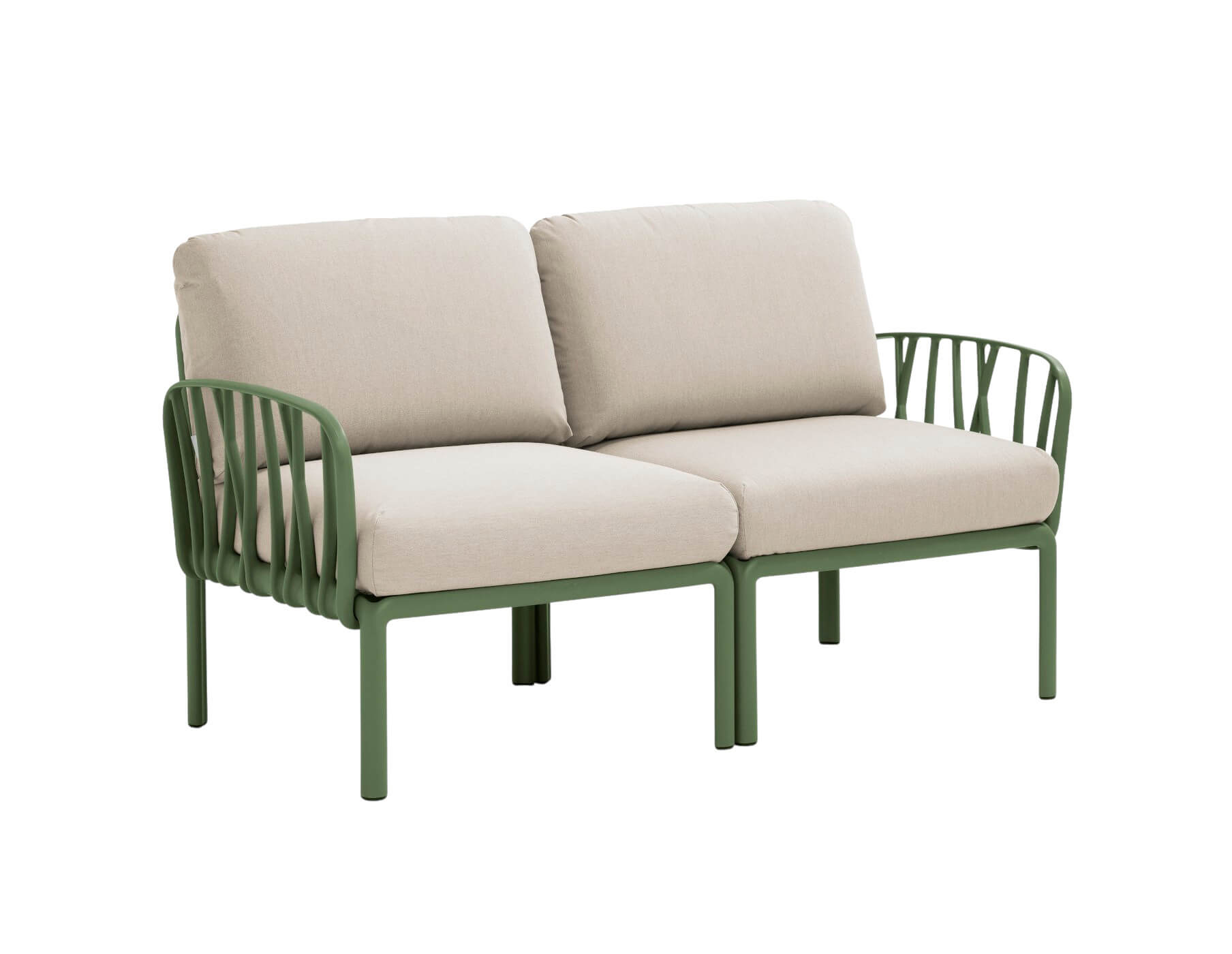 Nardi Komodo Gartensofa 2-Sitzer, agave, wetterfest, leicht, modular, italienisches Design, Outdoor-Möbel