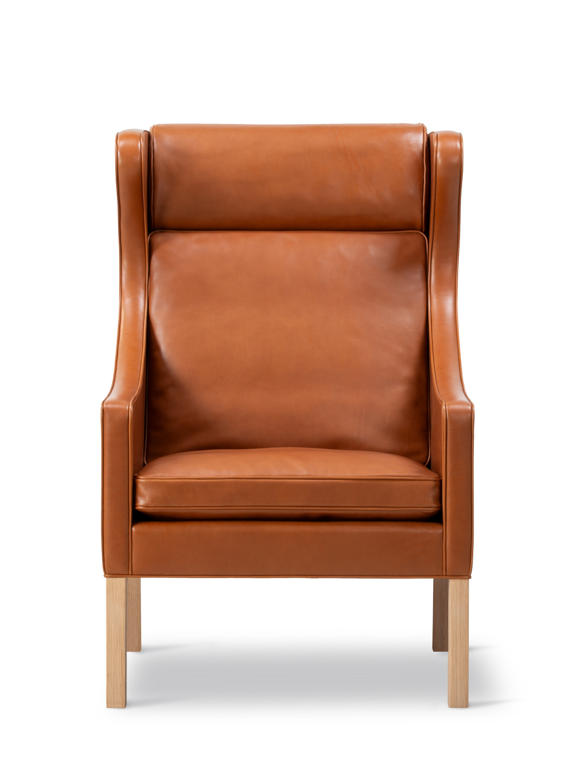 Mogensen 2204 Wing Chair, eiche hell geölt / leder cera 905 russet brown