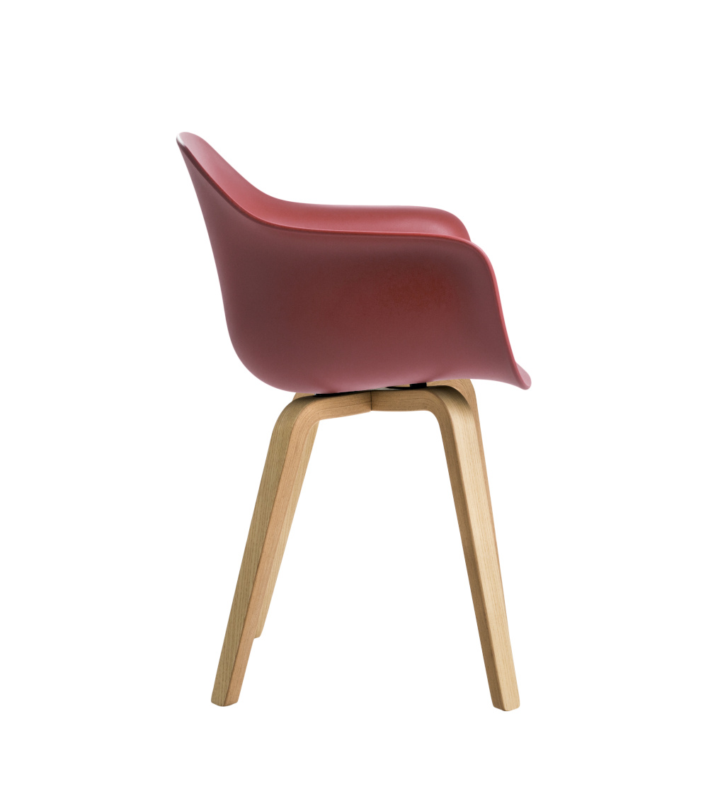 Magis Substance Armlehnstuhl, ergonomisch, komfortabel, Esche natur mit Bordeaux-Sitz, modernes Design