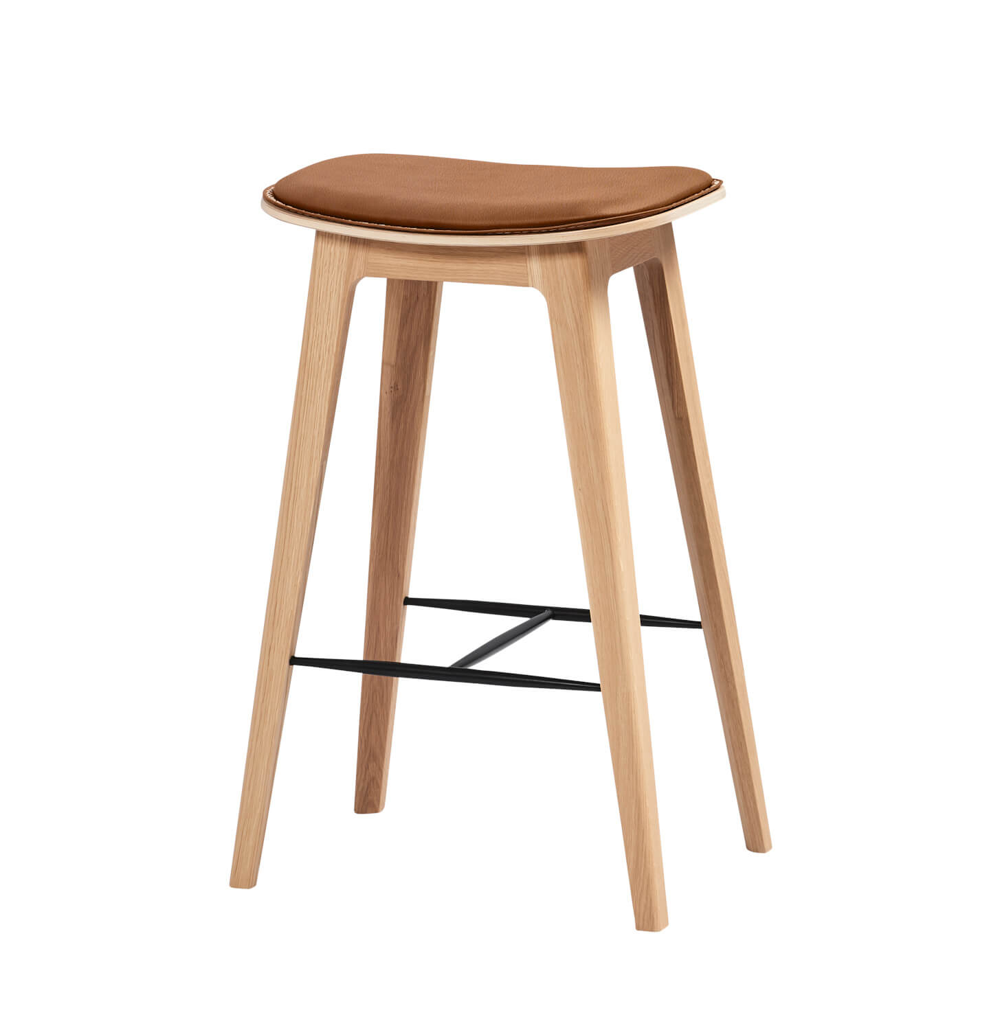 Nordic Barhocker mit Nähten, höhe 68 cm, eiche natur / terra safari