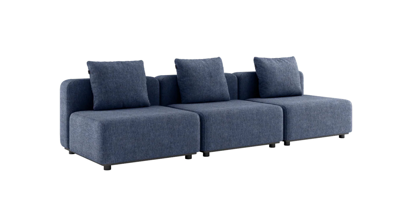 Cobana Loungesofa 3-Sitzer ohne Armlehnen, kirra indigo