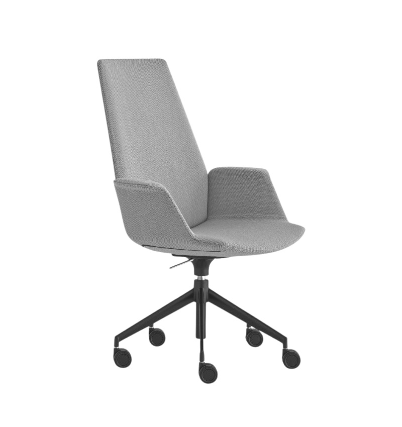 Uno Armlehnstuhl, hohe Rückenlehne, drehbarem 5-Strahl-Kreuzfuß mit höhenverstellbar