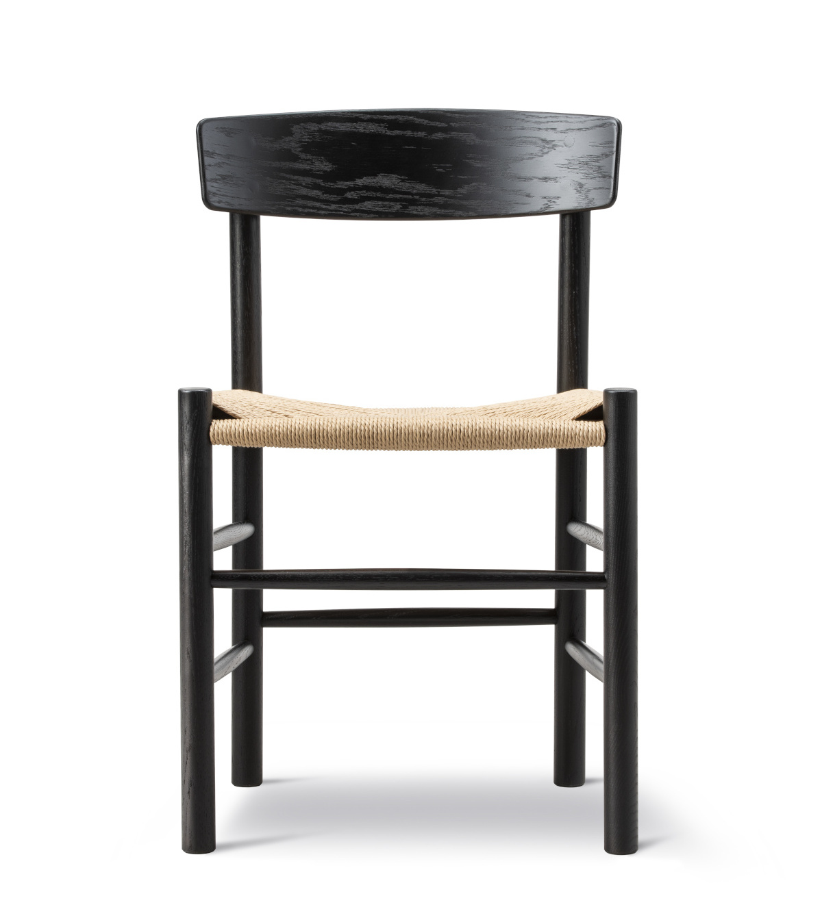 J39 Mogensen Stuhl, eiche schwarz lackiert / sitz schnurgefecht natur