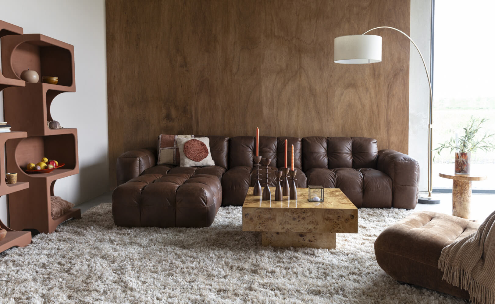 Hackman Sofa 4,5 Sitzer, leder schokolade
