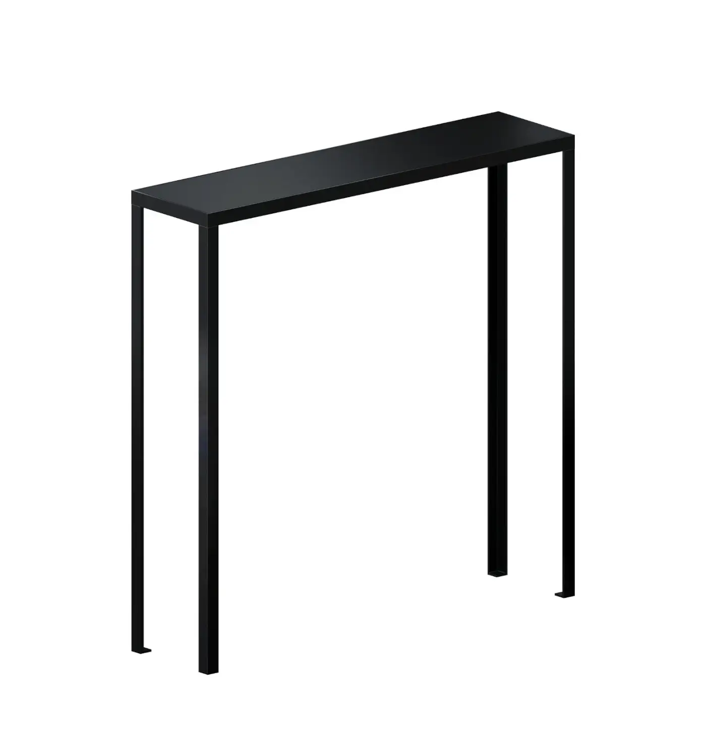 Zeus Slim Konsolentisch 100 × 25 cm in Schwarz mit schlankem Stahlgestell.