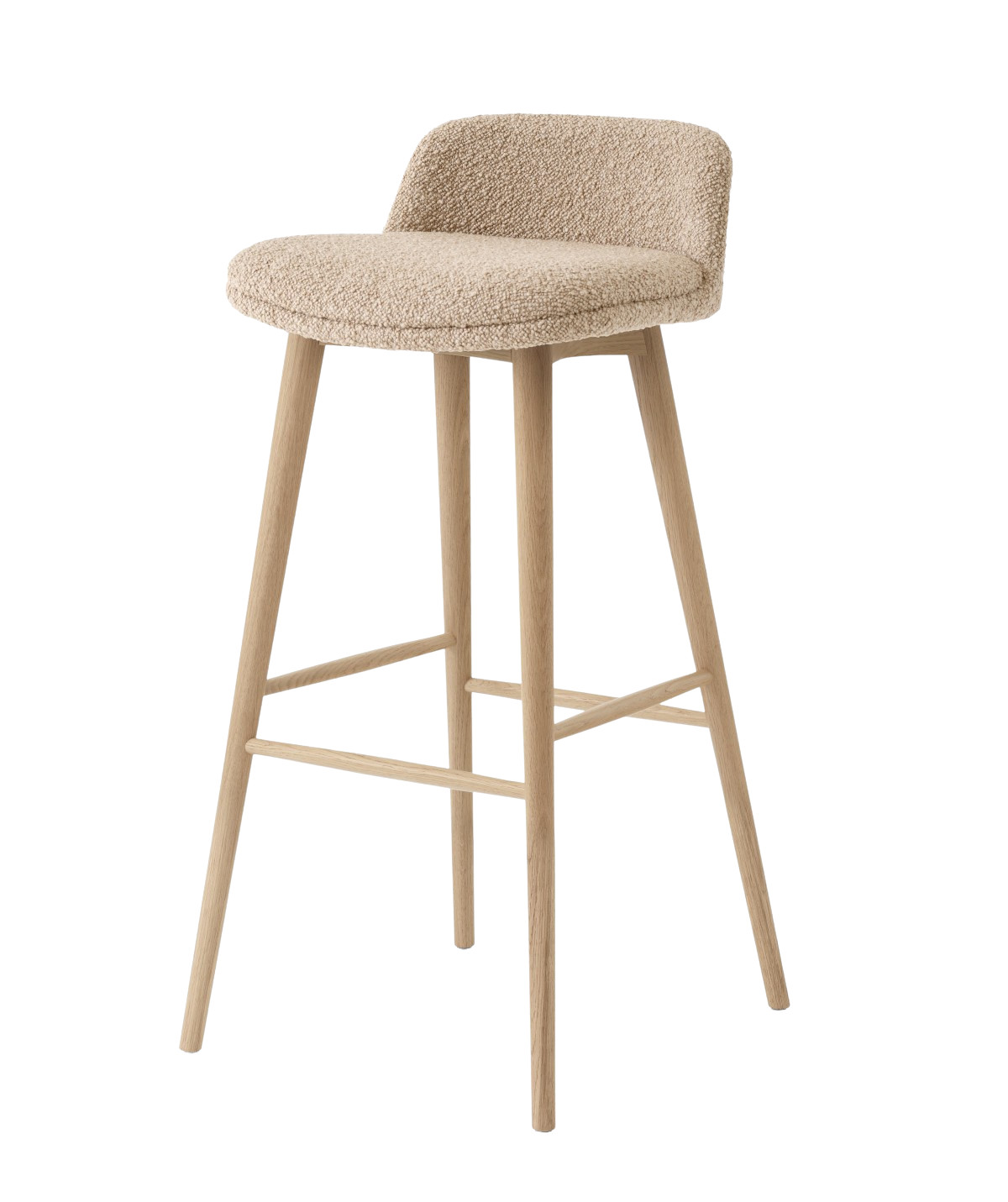 &Tradition Rely HW126 Barhocker, gepolsterte Sitz- und Rückenlehne, recyceltes PP mit Glasfaser, nachhaltiges Design