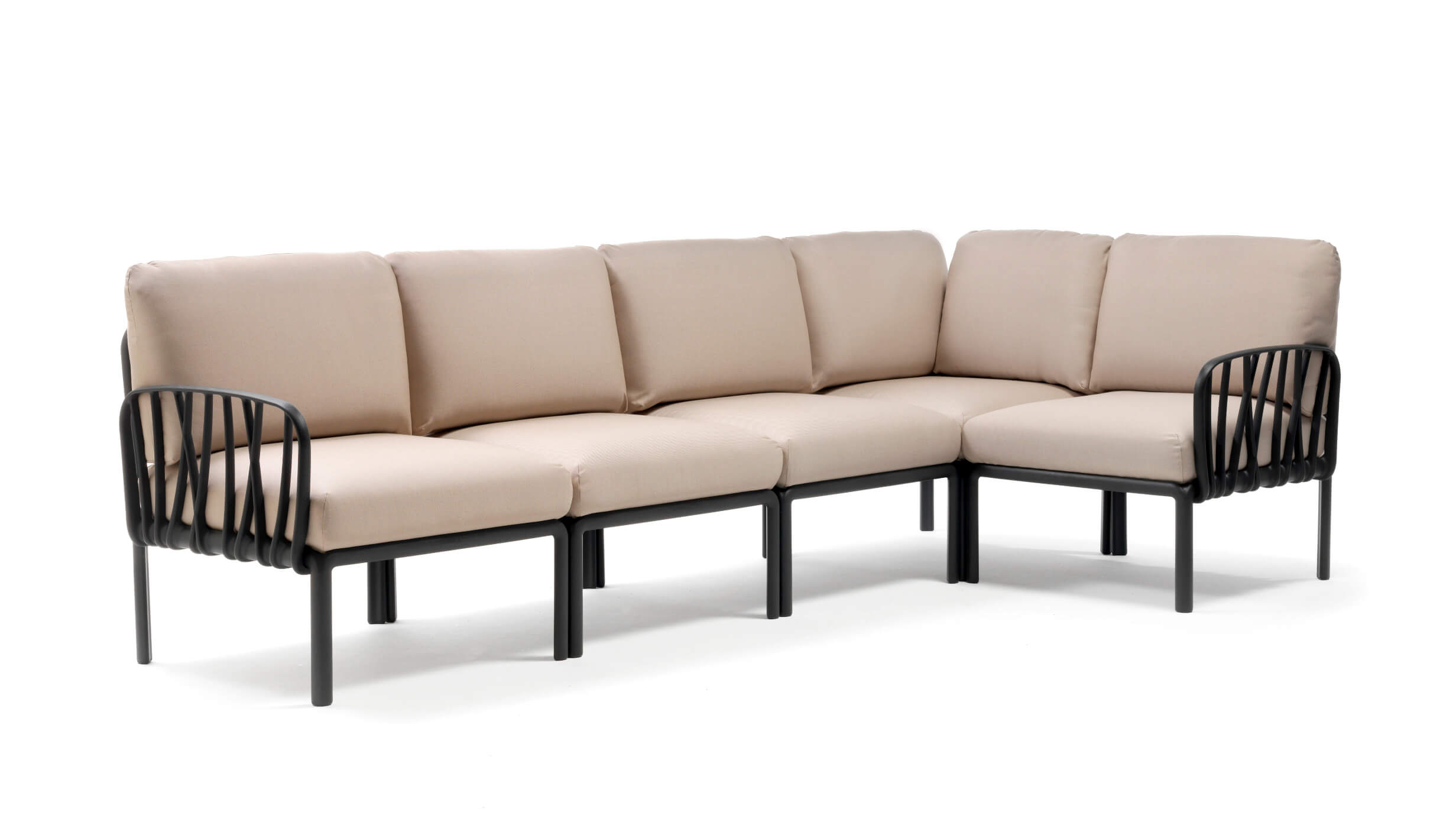 Nardi Komodo 5 Gartensofa anthrazit, Outdoor-Design, wetterfest, modular, komfortabel, Made in Italy