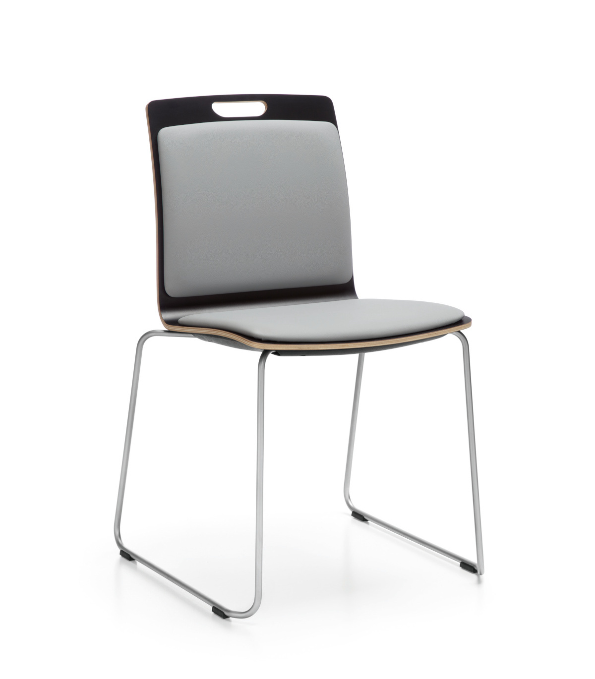 Com K32V Stuhl, Kufengestell, Schale aus Schichtholz, Sitz und Rücken gepolstert