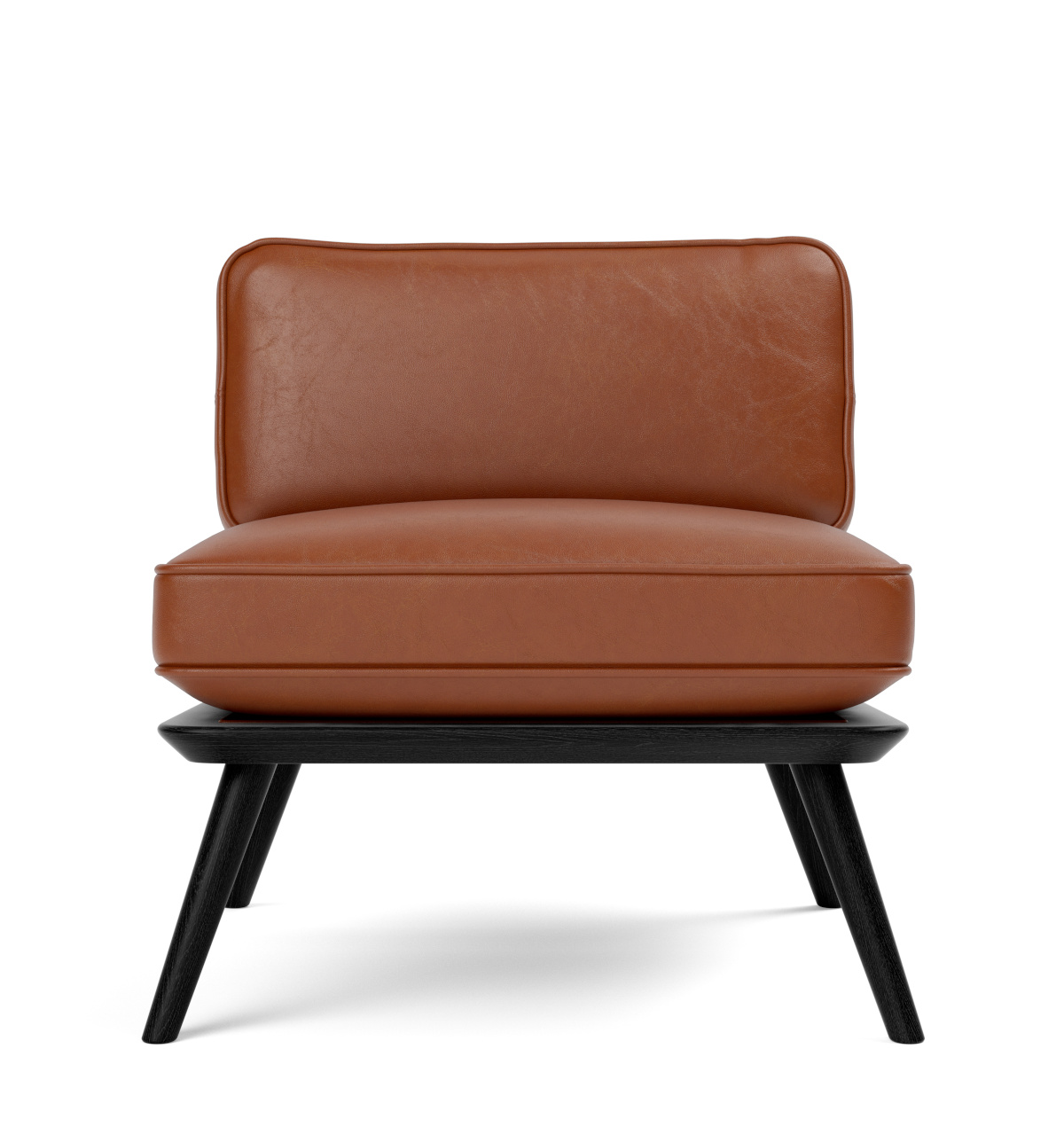Spine Lounge Suite Chair Petit, esche schwarz / leder cera 905 russet brown