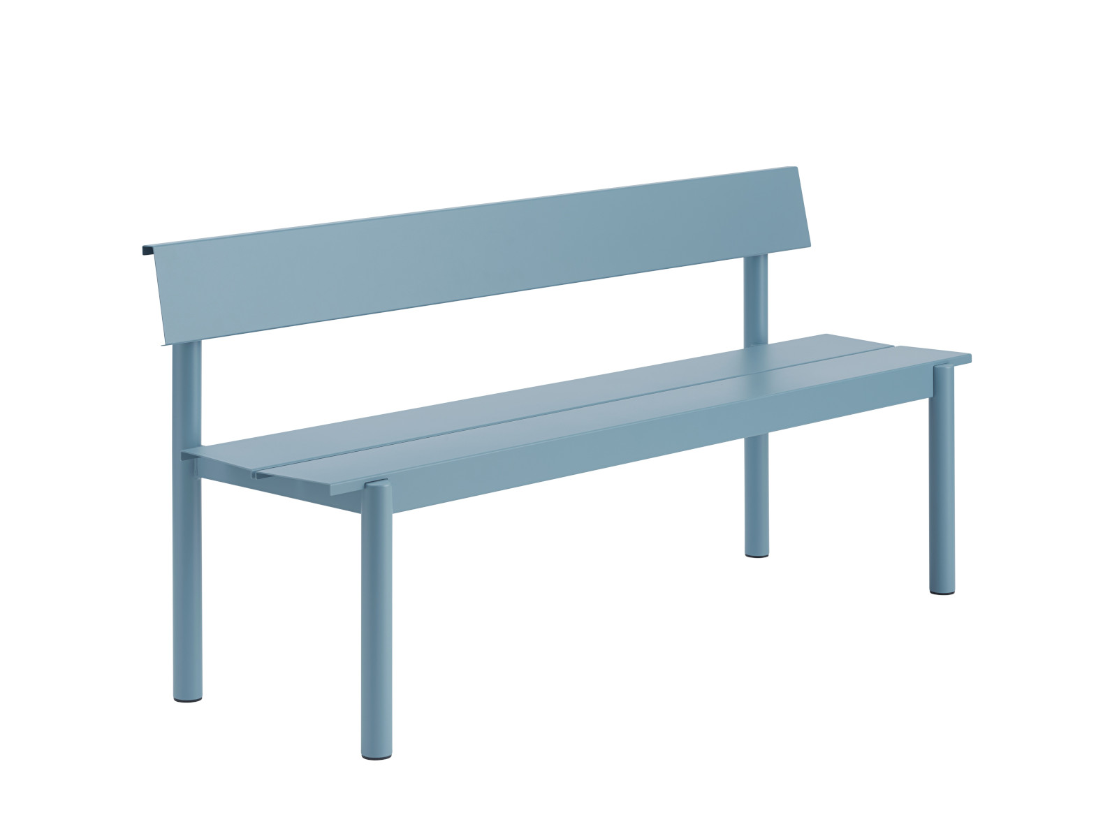 Linear Steel Gartenbank mit Rückenlehne, 170 cm, pale blue