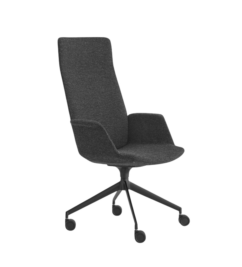 Uno Armlehnstuhl mit Kopfstütze, hohe Rückenlehne, 4-Strahl-Kreuzfuß