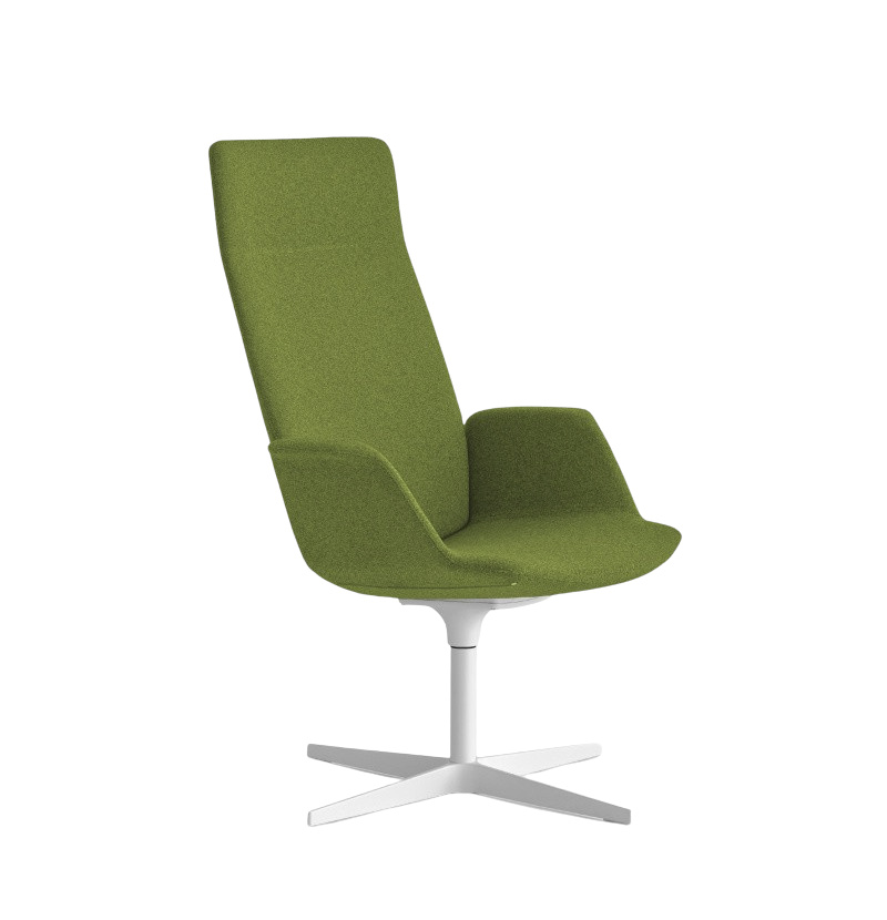 Uno Armlehnstuhl mit Kopfstütze, hohe Rückenlehne, drehbarem Kreuzfuß