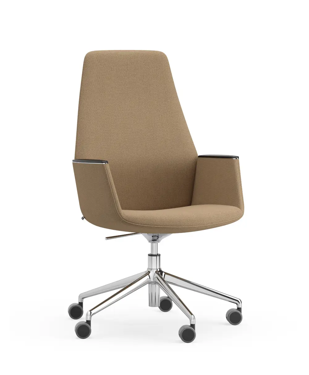ICF Alba Chair High Back 5 Star Base Bürostuhl mit hoher Rückenlehne, Fünfsternfuß aus Aluminium und Rollen.