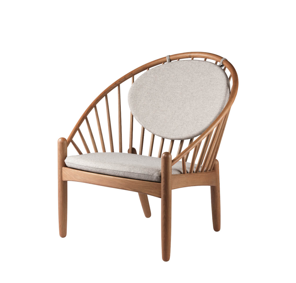 FDB Møbler J166 Jørna Sessel, nordisch, ergonomisch, Eiche geräuchert, hellgrau, langlebig, funktional