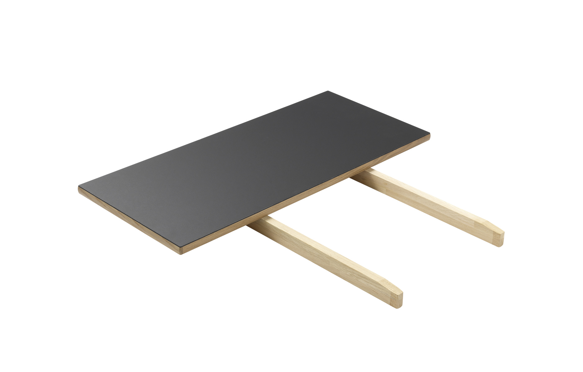 FDB Møbler C35S Zusatzplatte, nordisches Design, Eiche natur, Linoleum schwarz, langlebig, funktional