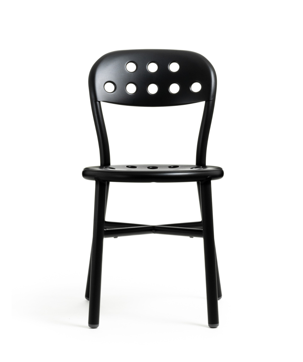 Magis Pipe Stuhl schwarz, minimalistischer Armlehnenloser Stuhl, ergonomisch, langlebig, Design aus Italien