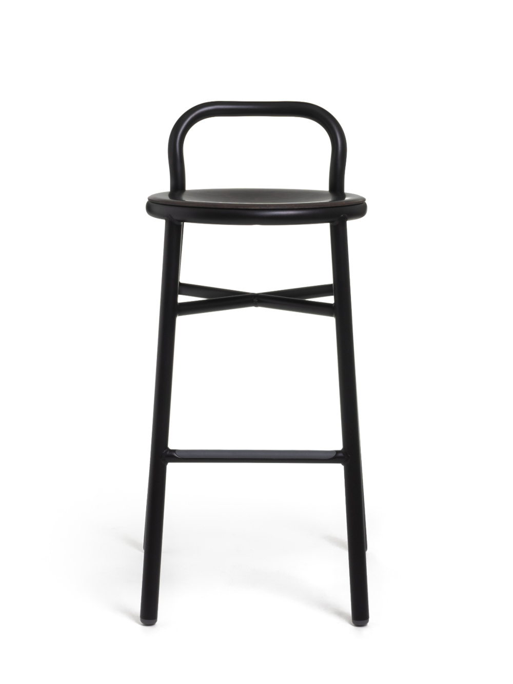 Magis Pipe Barhocker 77 cm, italienischer Holz-Hocker, Buche/Schwarz, modern, langlebig, stabil