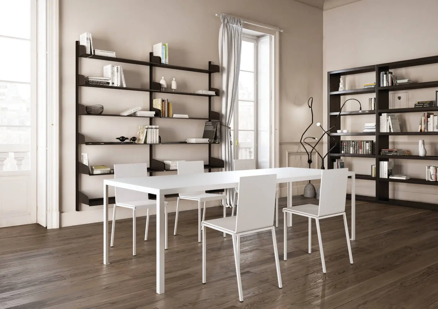 Zeus Tavolo Esstisch mit geradlinigem Design als Blickfang in einem stilvollen Wohninterieur.