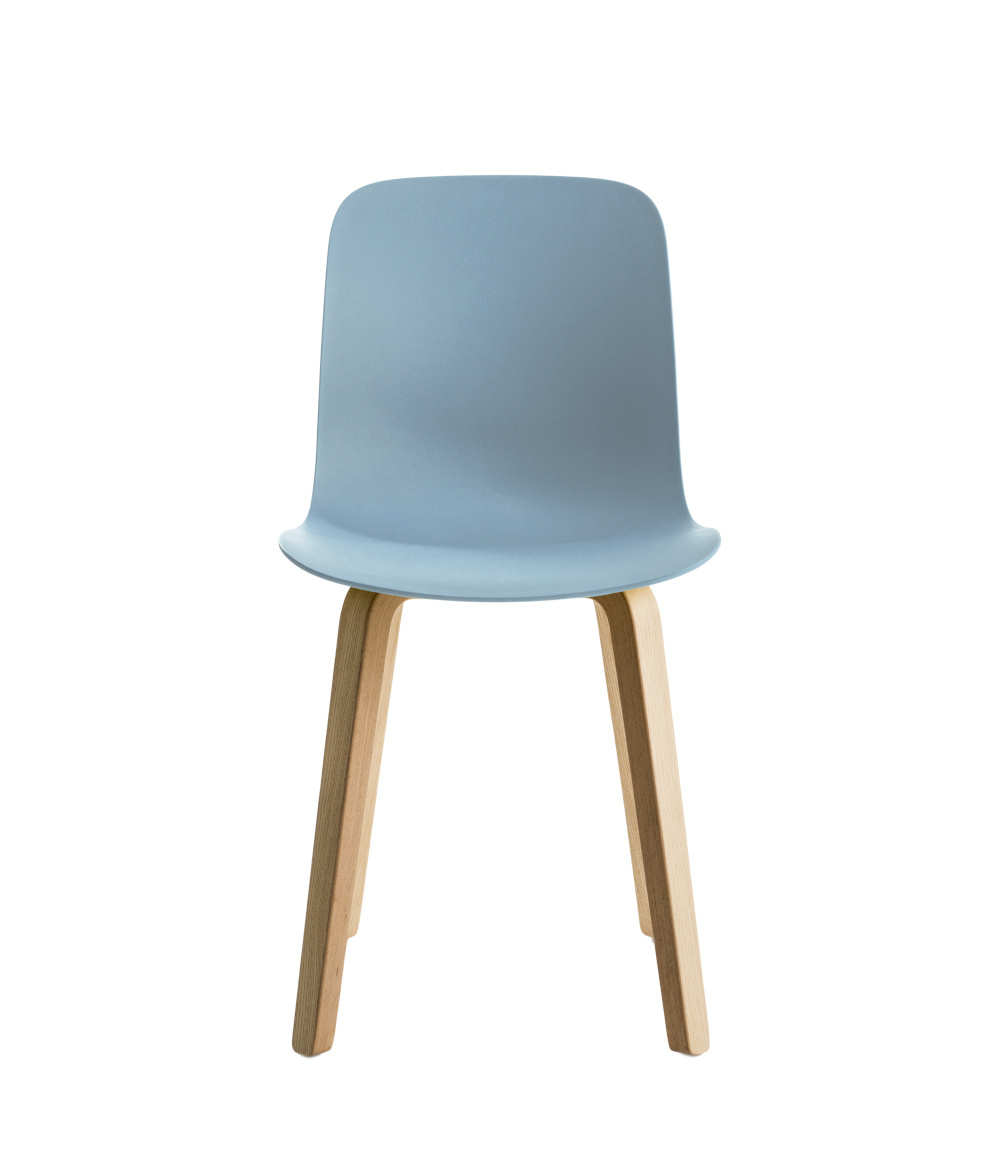 Magis Substance Stuhl, Esche natur, hellblau, moderner Designstuhl, ergonomisch, komfortabel, langlebig