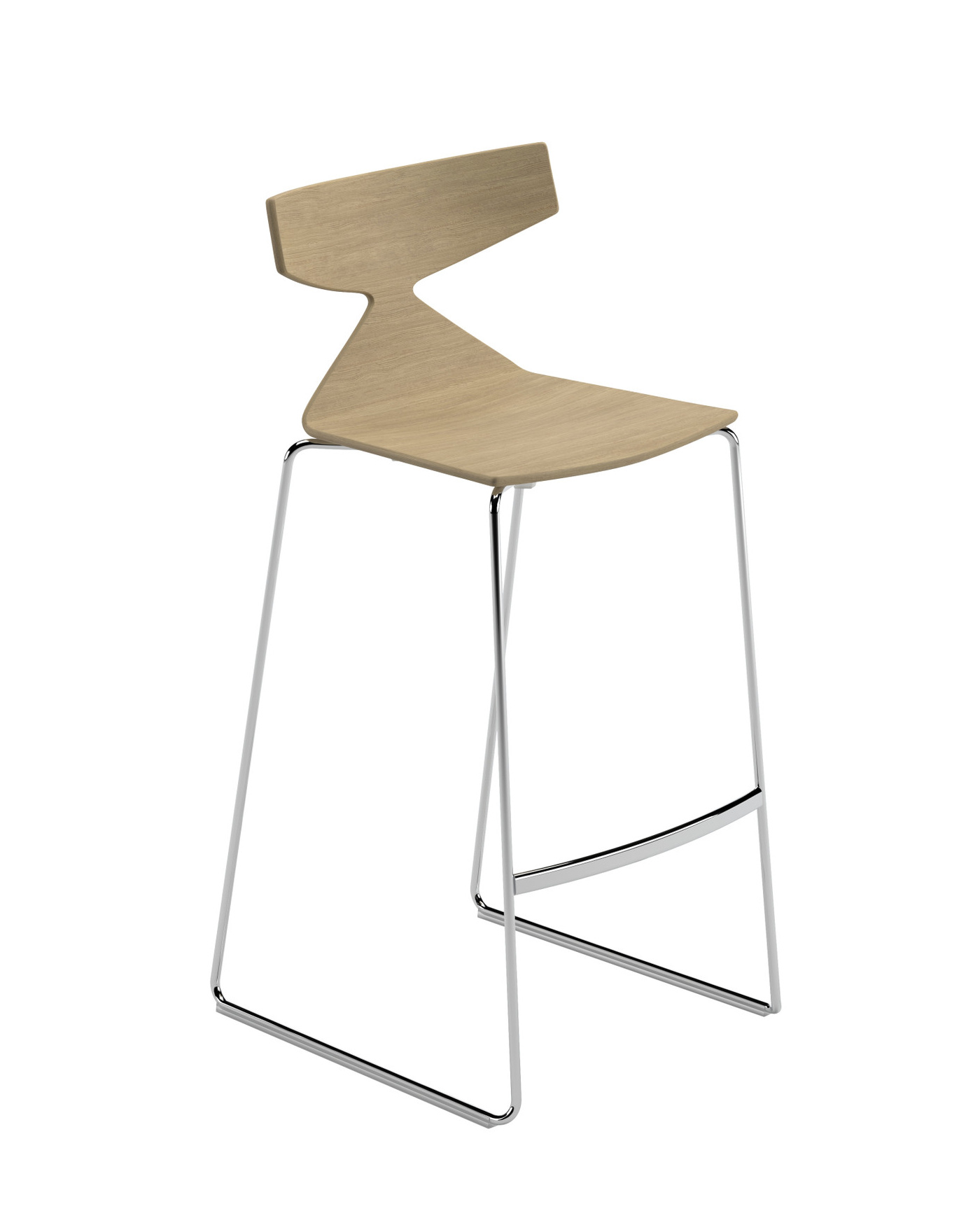 Saya Barhocker, höhe 75 cm, chrom / eiche natur #3704