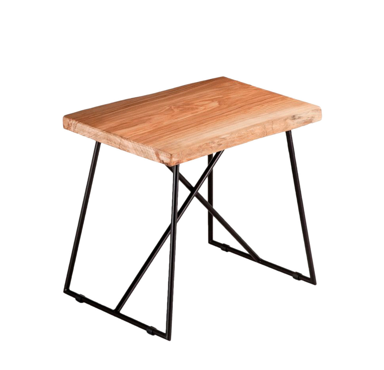 Old Times Hocker, schwarz / olivenholz Old Times Hocker, schwarz / olivenholz