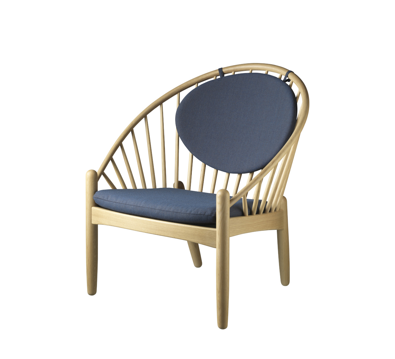 FDB Møbler J166 Jørna Sessel, nordisch, ergonomisch, Eiche natur, dunkelblau, langlebig, funktional