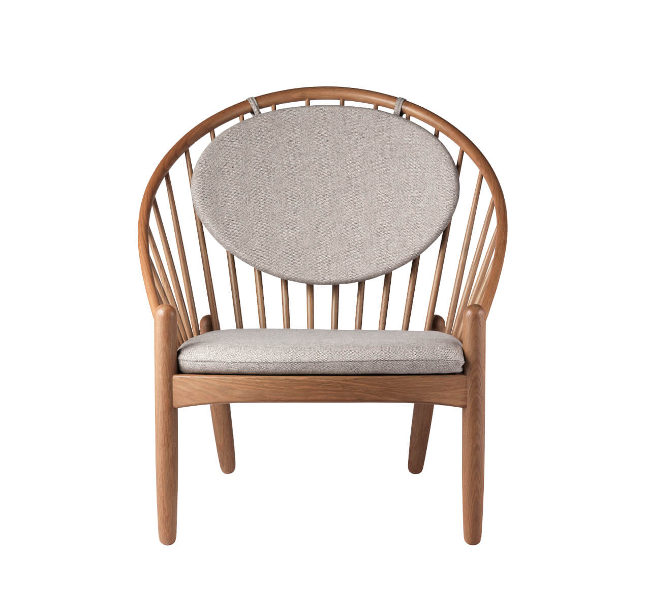 FDB Møbler J166 Jørna Sessel, ergonomisch, hellgrau Stoff, Eiche geräuchert, nachhaltig, nordisches Design