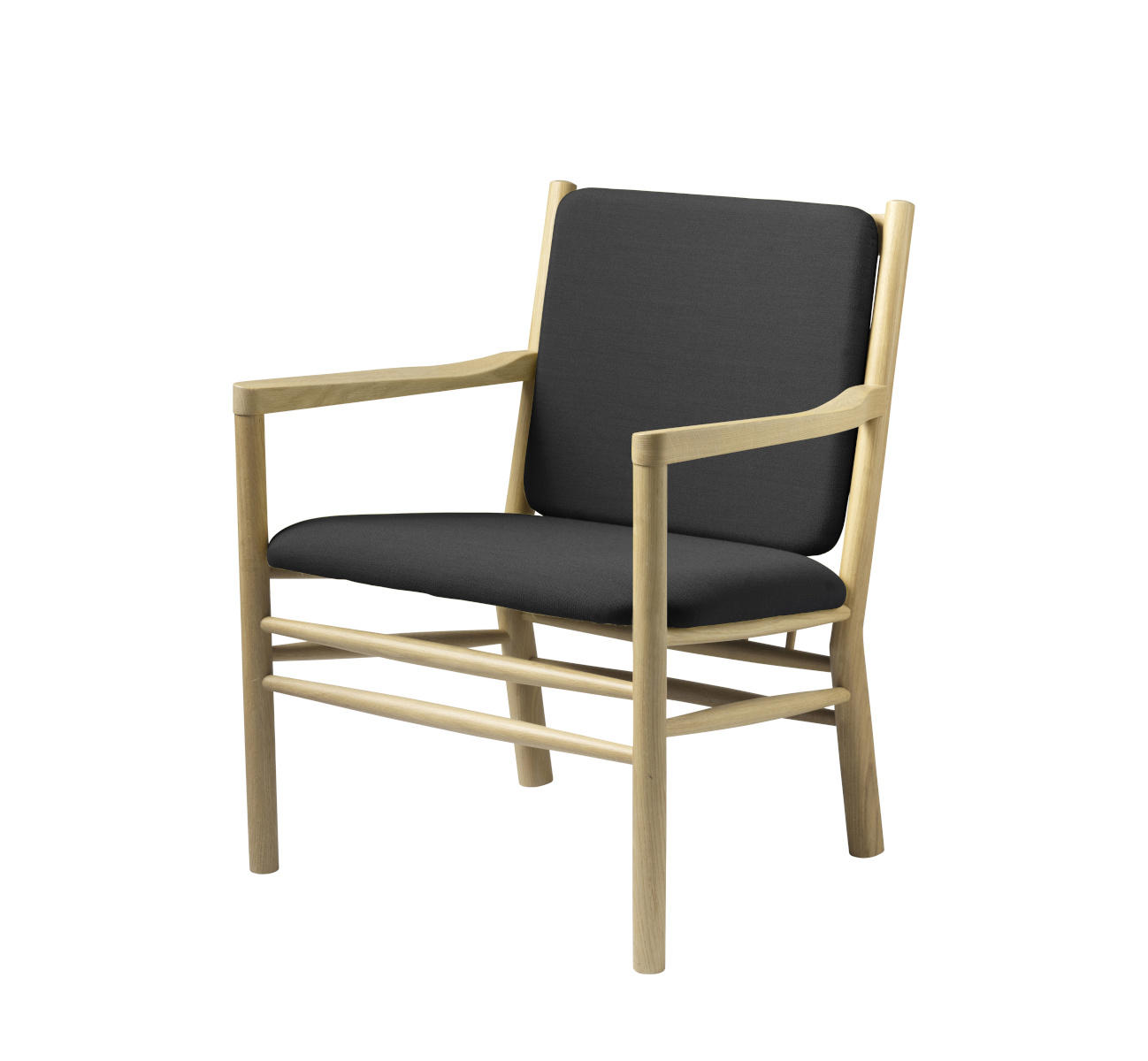 FDB Møbler J147 Sessel, ergonomisch, Eiche natur, dunkelgrau, nordisches Design, langlebig, funktional