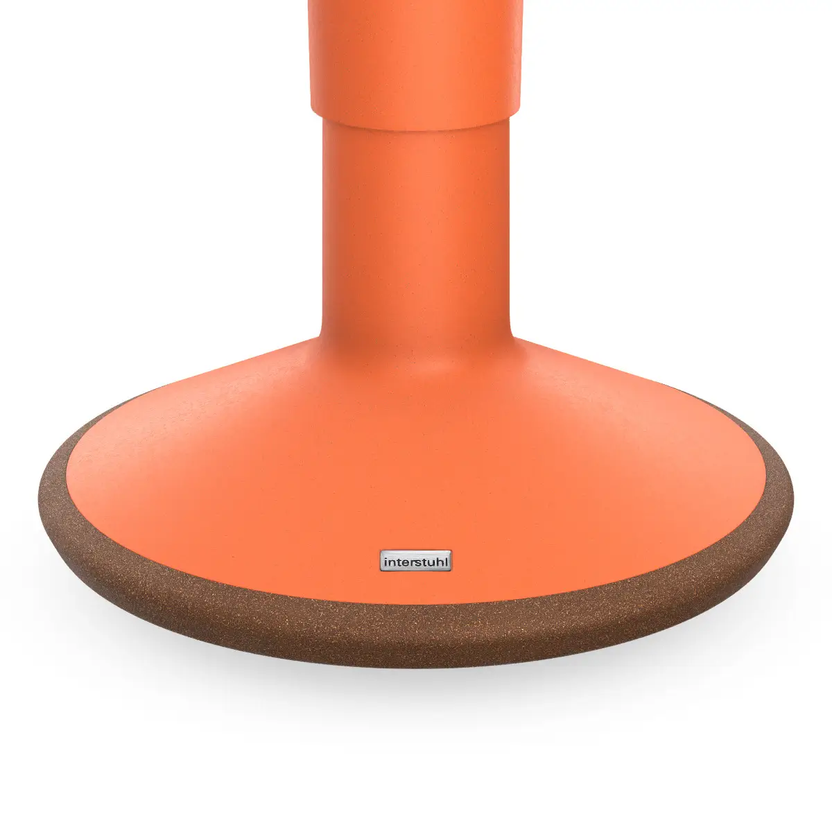 Interstuhl ECO UP Sitzhocker Pastellorange mit Detailansicht des Standfußes