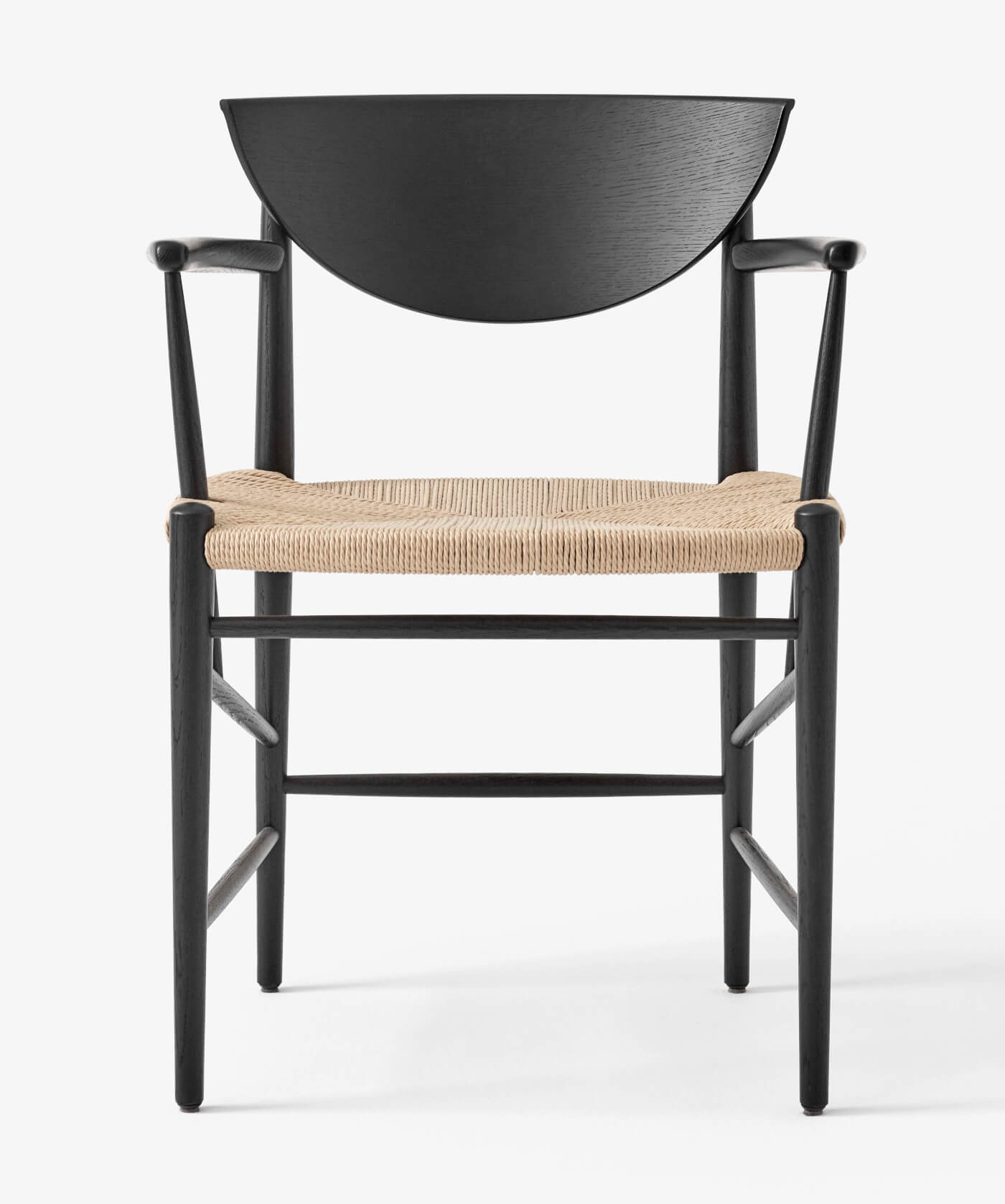 &Tradition Drawn HM4 Armlehnstuhl, schwarz lackierte Eiche, zeitloses dänisches Design – stilvoll im Wohn- oder Essbereich