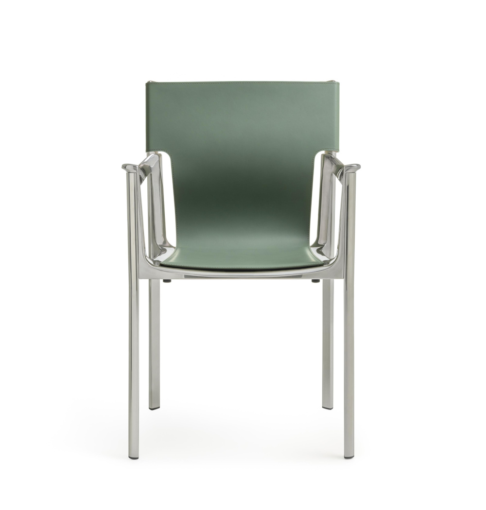Magis Venice Stuhl, poliert, sage, moderner Design-Armlehnstuhl aus Italien, ergonomisch, langlebig