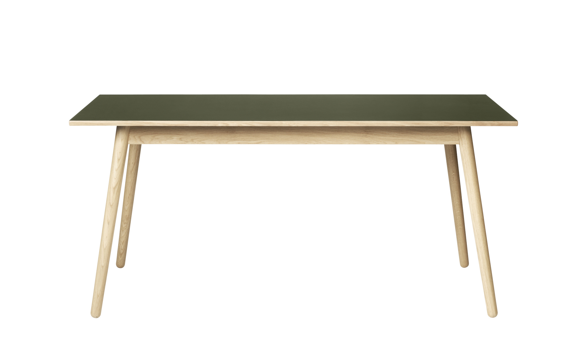 FDB Møbler C35B Esstisch, nordisches Design, Eiche natur, Linoleum olive, langlebig, funktional