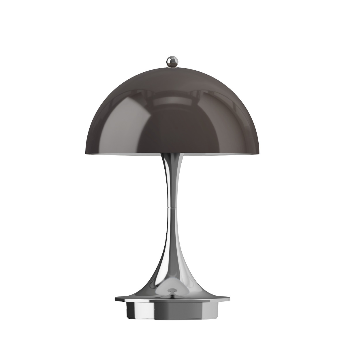 Louis Poulsen Panthella 160 Portable Tischlampe opal brown, stilvolle Designleuchte, tragbar, LED, Fuß in Chrom
