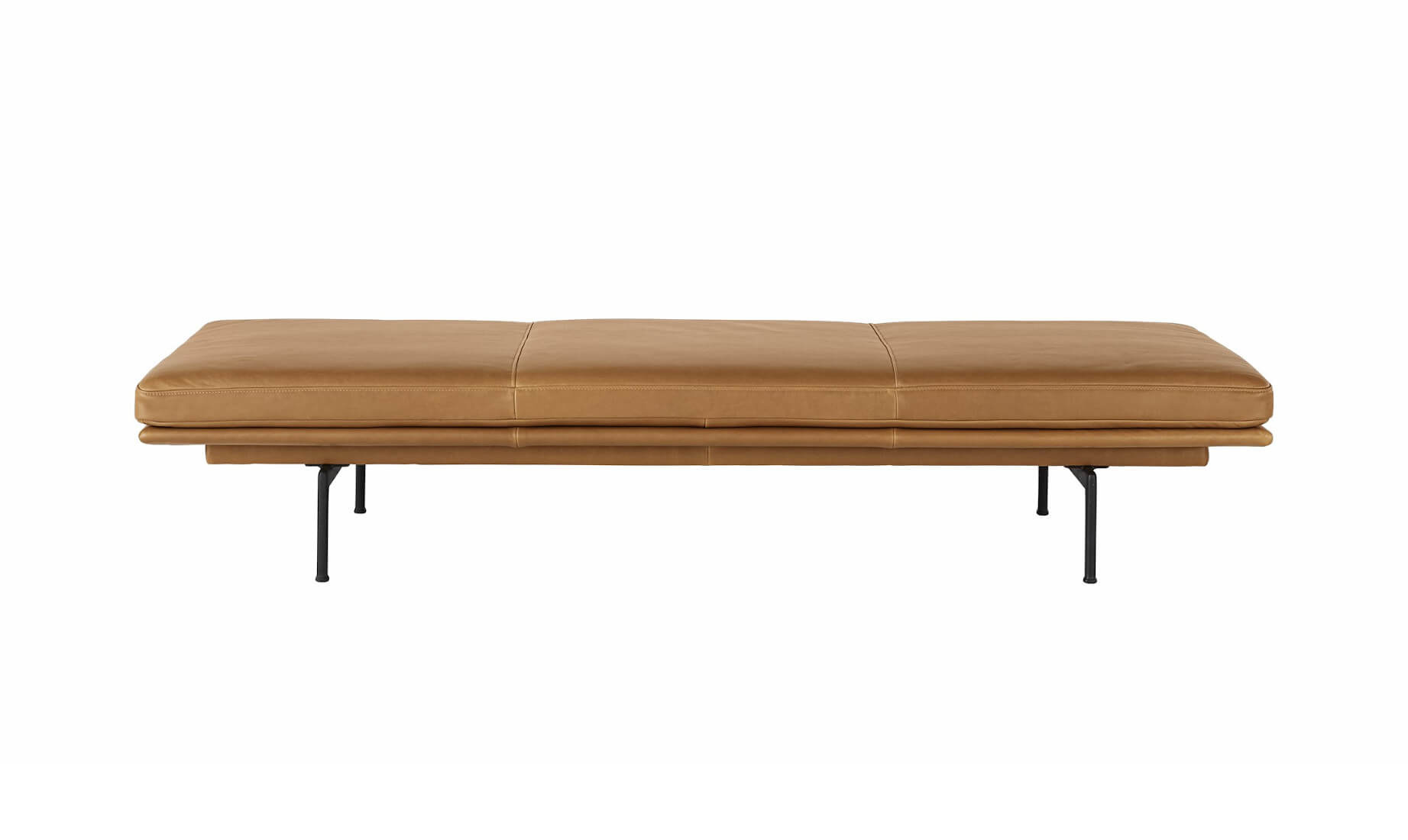 Muuto Outline Daybed aus cognacfarbenem Refine-Leder mit schwarzem Rahmen, modernes skandinavisches Design