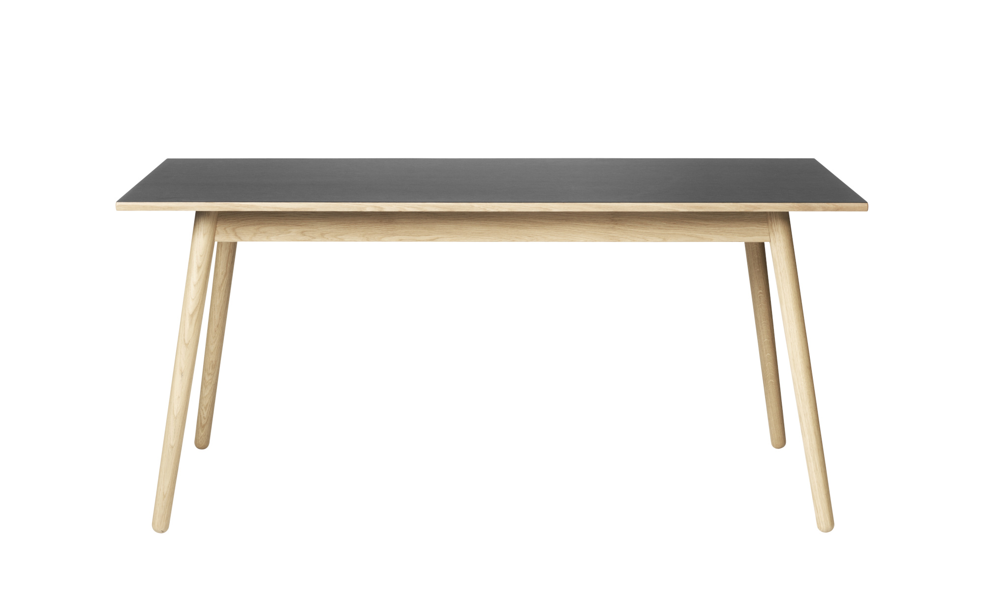 FDB Møbler C35B Esstisch, nordisches Design, eiche natur, Linoleum schwarz, langlebig, funktional, nachhaltig