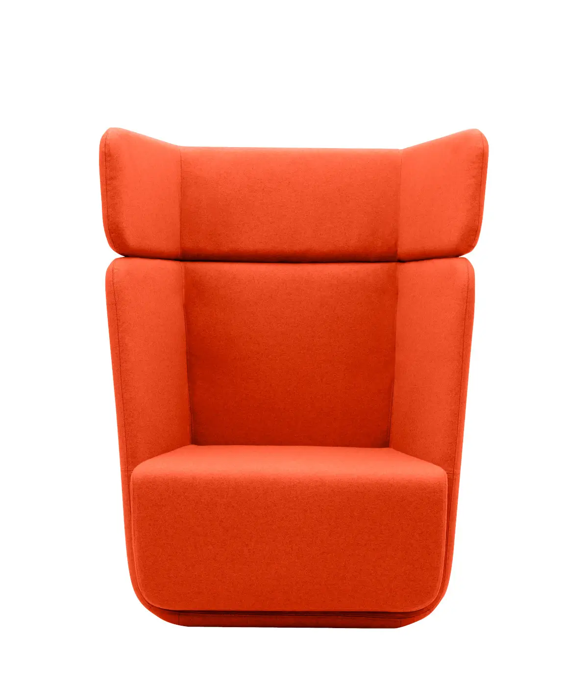 Softline Basket Sessel Hoch in Orange in Vorderansicht mit hoher Rückenlehne, seitlichen Polsterwangen, Kopfpolster und breiter Sitzfläche.
