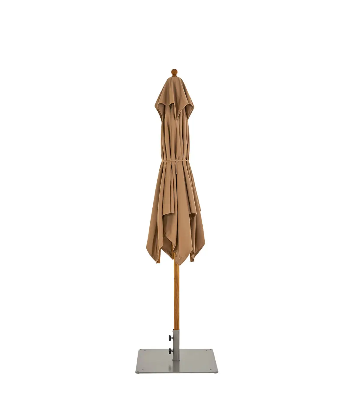Geschlossener Weishäupl Teakschirm 250 x 250 cm mit hochwertigem Teakmast und Outdoor-Bespannung